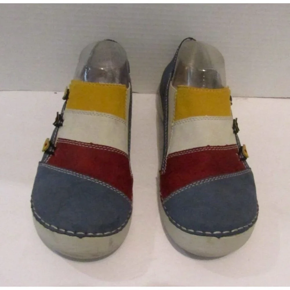 Rieker 52589-14 Womens 40 Multicolor Suede Slip On Comfort Shoes Colorblock